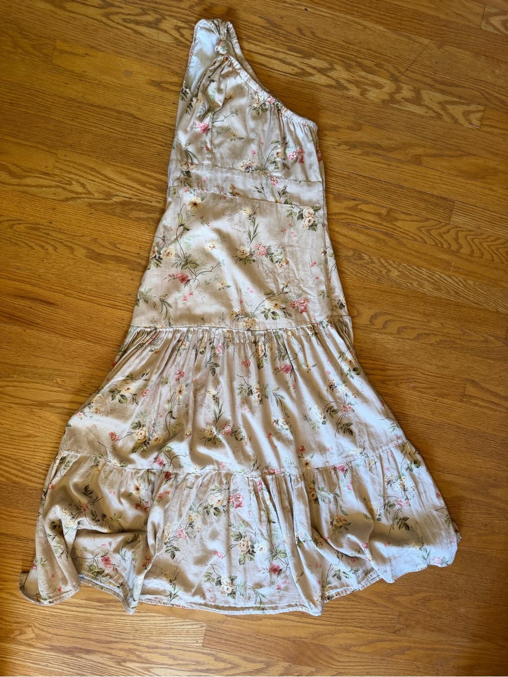 old marigold Cotton One-Shoulder Summer Maxi Dress